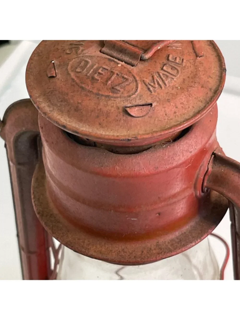 Vintage Dietz No 20 Junior Red Kerosene Lantern Original clear Globe No Dents